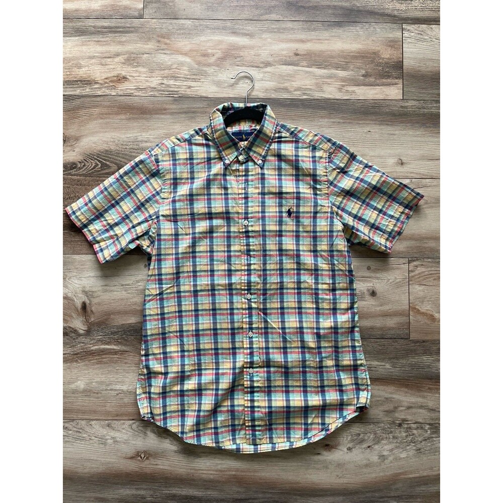 Ralph Lauren Men's M Multicolor Plaid Cotton Short Sleeve Button-Down Shirt